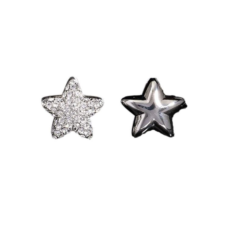 Diamond-encrusted five-pointed star zircon ear buckle light luxury fashion cold wind earrings niche personality high-end earrings