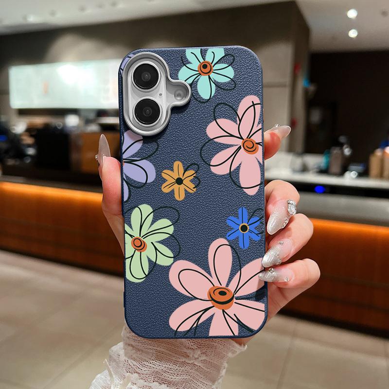 Простой цветочный узор матовый ударопрочный мягкий чехол для телефона iPhone 16 Pro Max 15 Pro 14 Plus 13 12 11 тонкий чехол-бампер из кожи TPU с текстурой