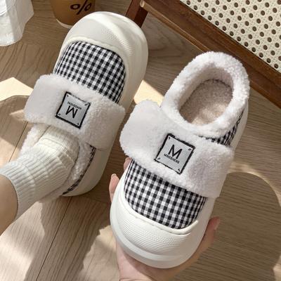 Новые хлопковые туфли-сетка на липучке, зимний комнатный вельвет для тепла и увеличения роста, нескользящие хлопковые туфли с закрытой пяткой можно носить на улице