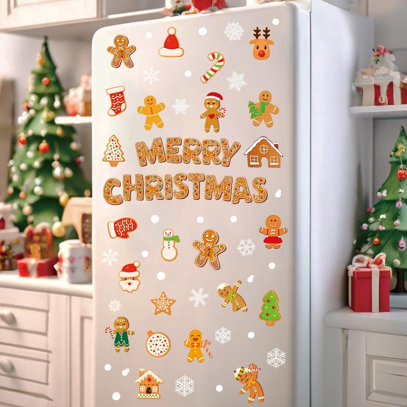 Christmas glass window decoration sticker static sticker cartoon snowflake refrigerator sticker window sticker