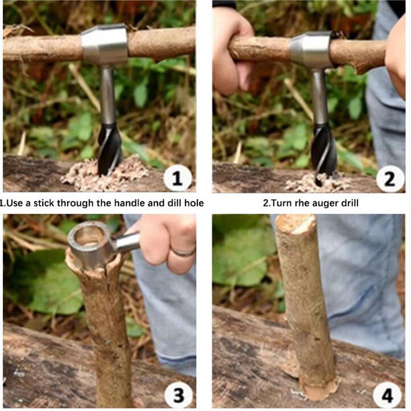 Инструмент для сверления Выживание на природе Ручная дрель Пробойник Шнековые сверла Для кемпинга Туризм на природе Деревообрабатывающие инструменты Портативный