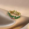 Emerald Zircon Diamond Women's Adjustable Ring - Trendy Luxury Fashion Design