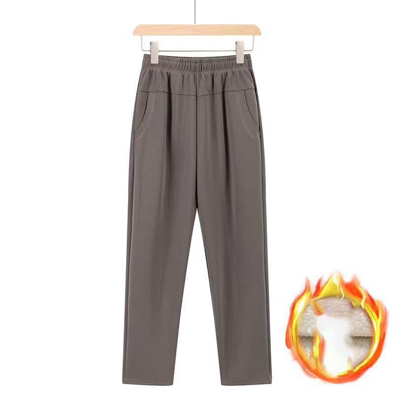 Oversize 8XL Women Trousers Solid Elastic High Waist Casual Pants Autumn Winter Female Straight Pants Mother Long Pants