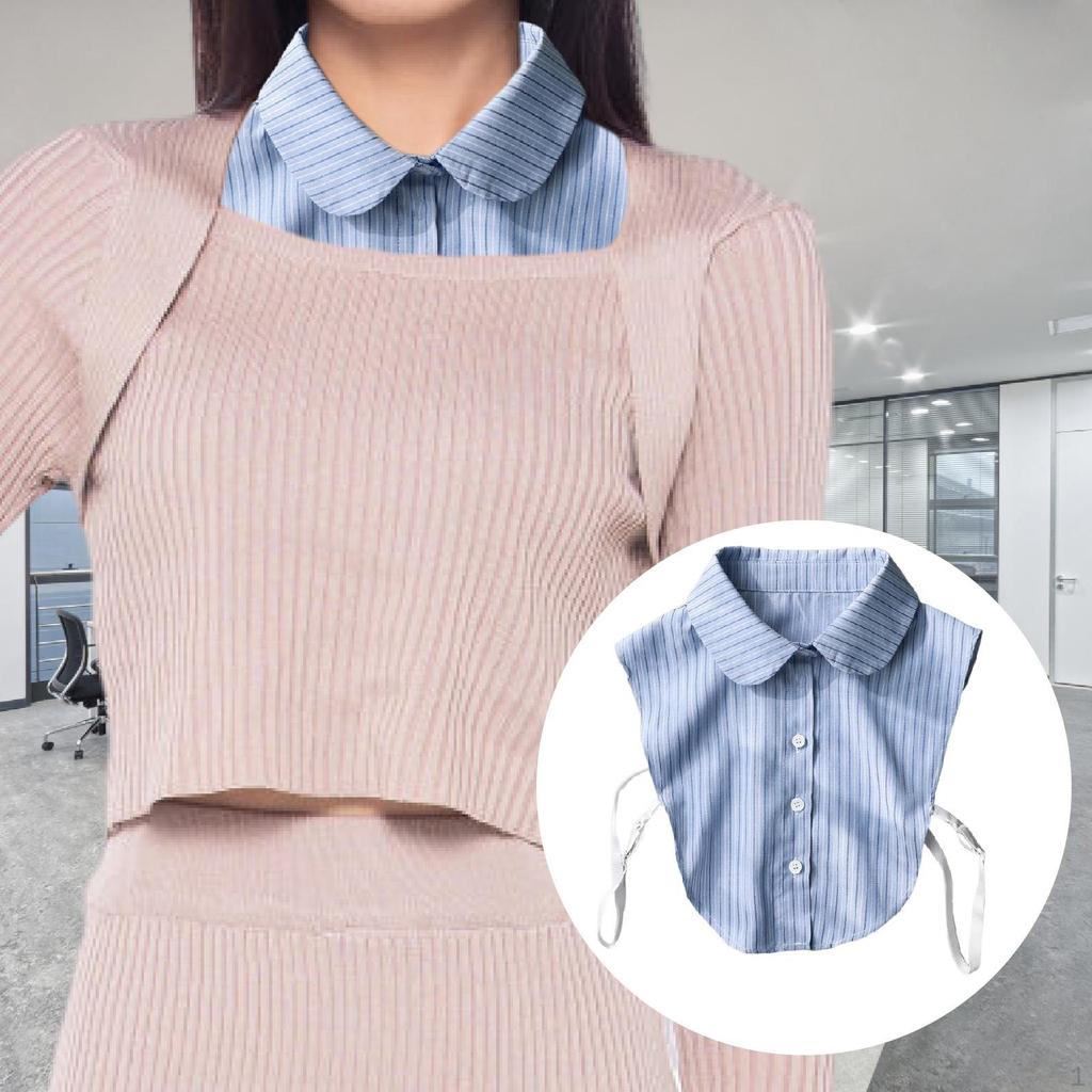 Воротник-стойка Синий в полоску Аксессуары Съемный манишка