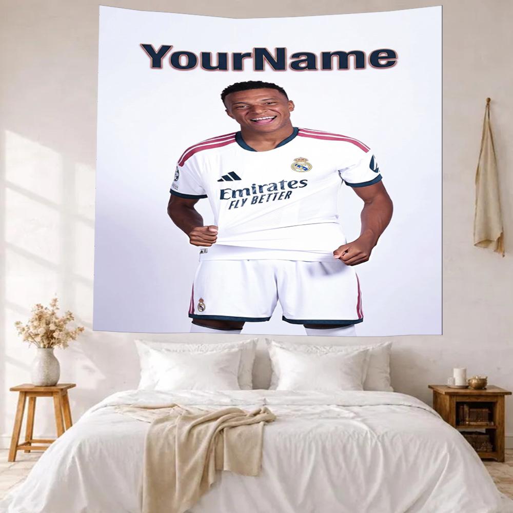 Mbappe Custom Your Name Wall Decor Tapestry Art For Pet Memorial Birthdaywedding Party Backdrop Family Gift