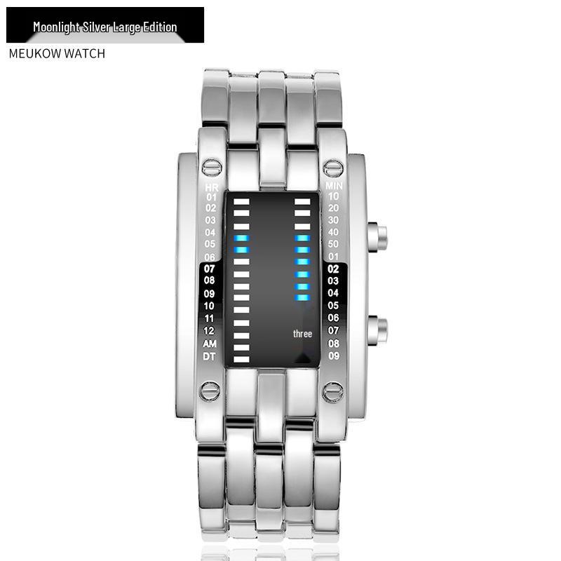 Корейские модные LED часы Железный Человек с двойной линией, бинарные, модные, парные, студенческие