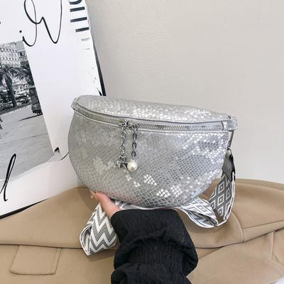 Вместительная повседневная женская сумка в западном стиле, поясная сумка с узором змеиной кожи, однотонная модная нагрудная сумка, универсальная повседневная простая сумка через плечо