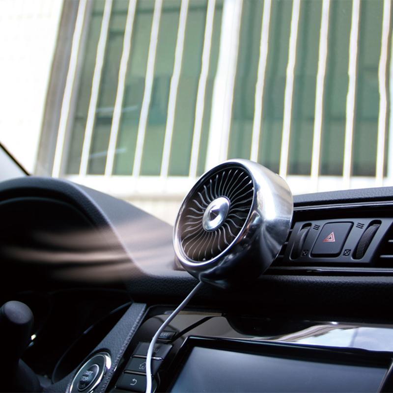 3 Speed Adjustable Mini Fan USB Car Fan Summer Air Outlet Cooling Fan LED Color Light Electric 5V Car Circulator Cooler