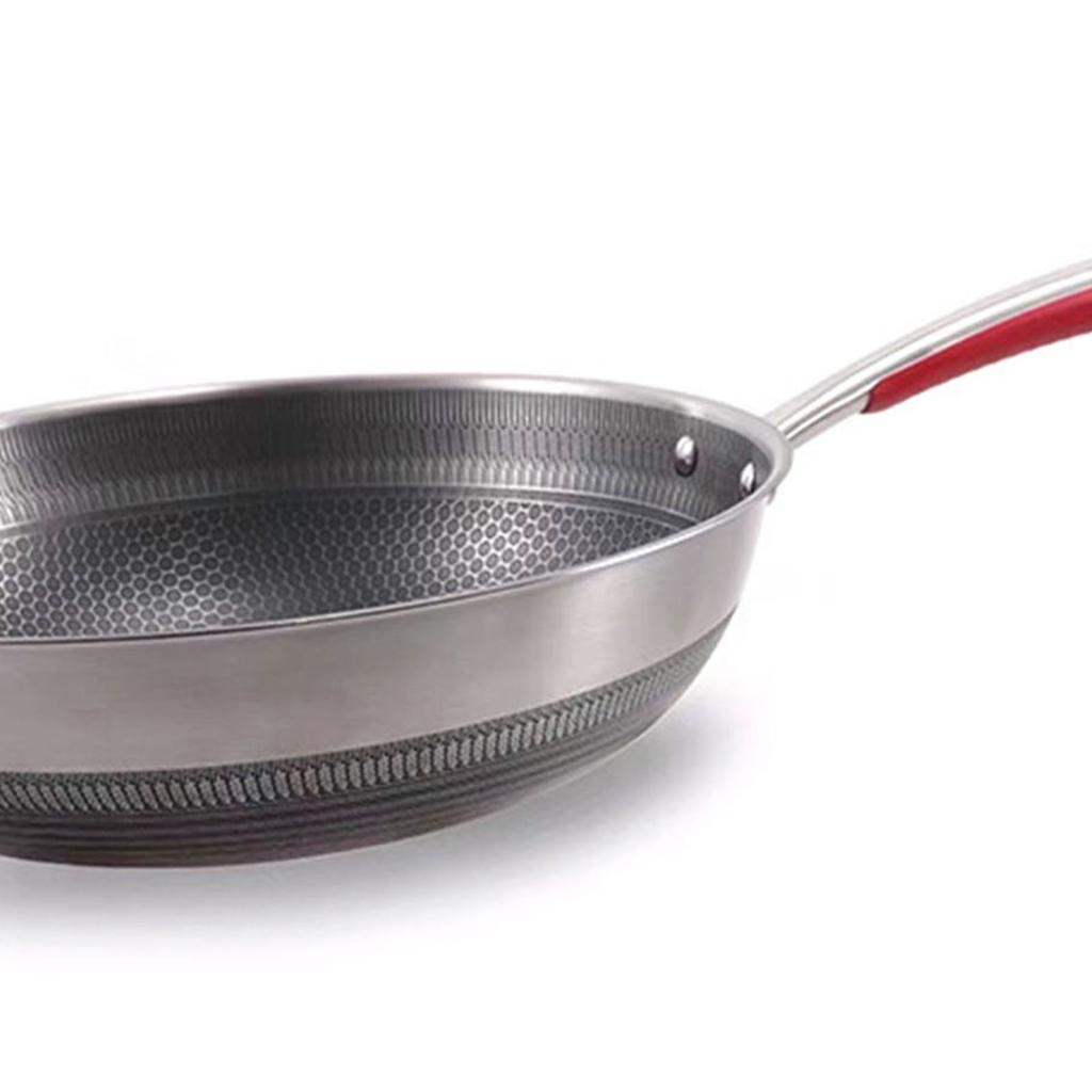 Сковорода из нержавеющей стали с равномерным подогревом и круглым дном, экологически чистая, для готовки, кухонная утварь