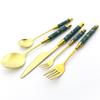 5 шт., набор столовых приборов из черного золота, винтажная керамическая посуда, столовая посуда из нержавеющей стали, нож, вилка для торта, чайная ложка, домашний набор столового серебра