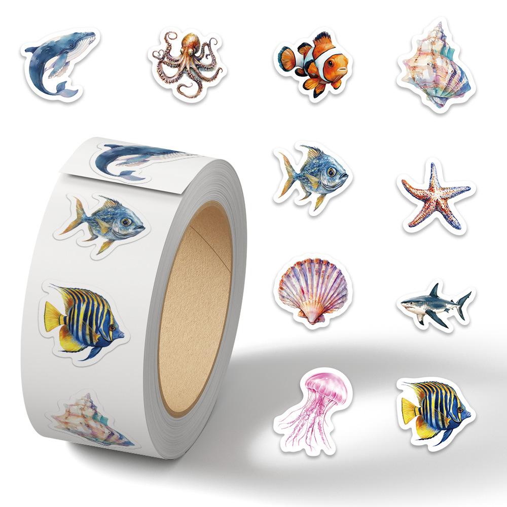 50-500pcs Cartoon Sea Creature Starfish Jellyfish Sealing Sticker DIY Laptop Decals Decoration Stiker Reward Gift Toys
