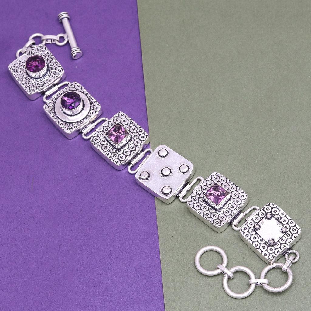 Браслет из дымчатого серебристого стерлингового топаза с драгоценным камнем, ручной работы, манжета 7-8"