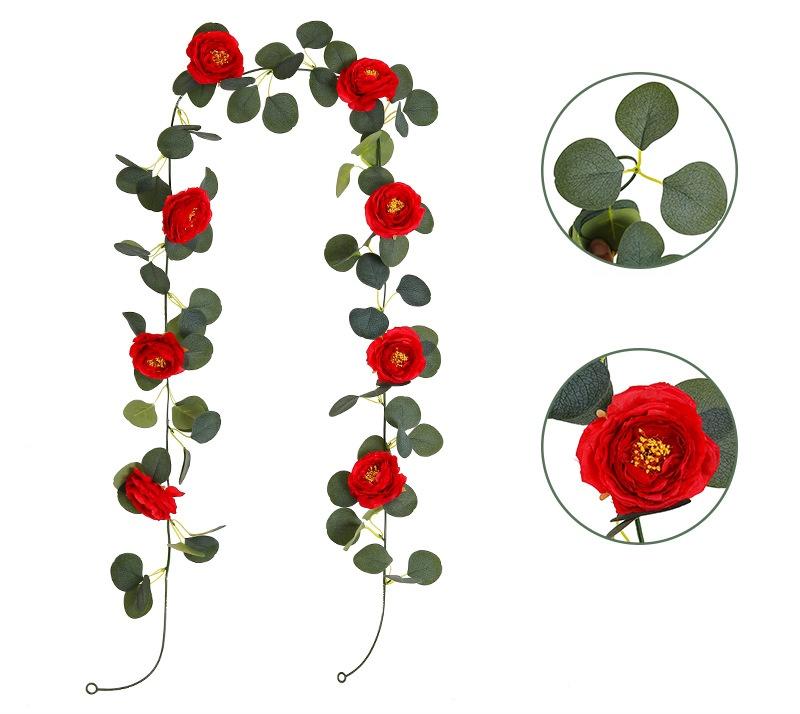 200cm Faux Eucalyptus Rose Vine Garland Artificial Silk Flower String Wedding Arch Home Wall Decor Photography Prop Garden Party