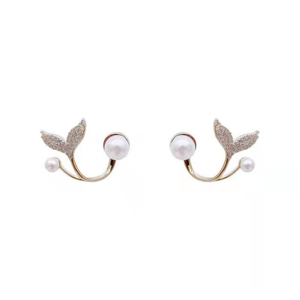 Personality Fish Tail Earrings Exquisite Design Fish Tail Stud Earrings Wedding Jewelry