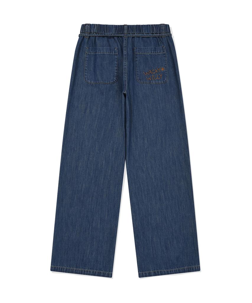 WACKY WILLY [26Ss] Women'S Wide Fit Easy Denim Pants Blue