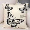 Cute Retro Butterfly Cushion Cover Natural Linen Organic Fabric DoubleSided Printing Breathable For Decor
