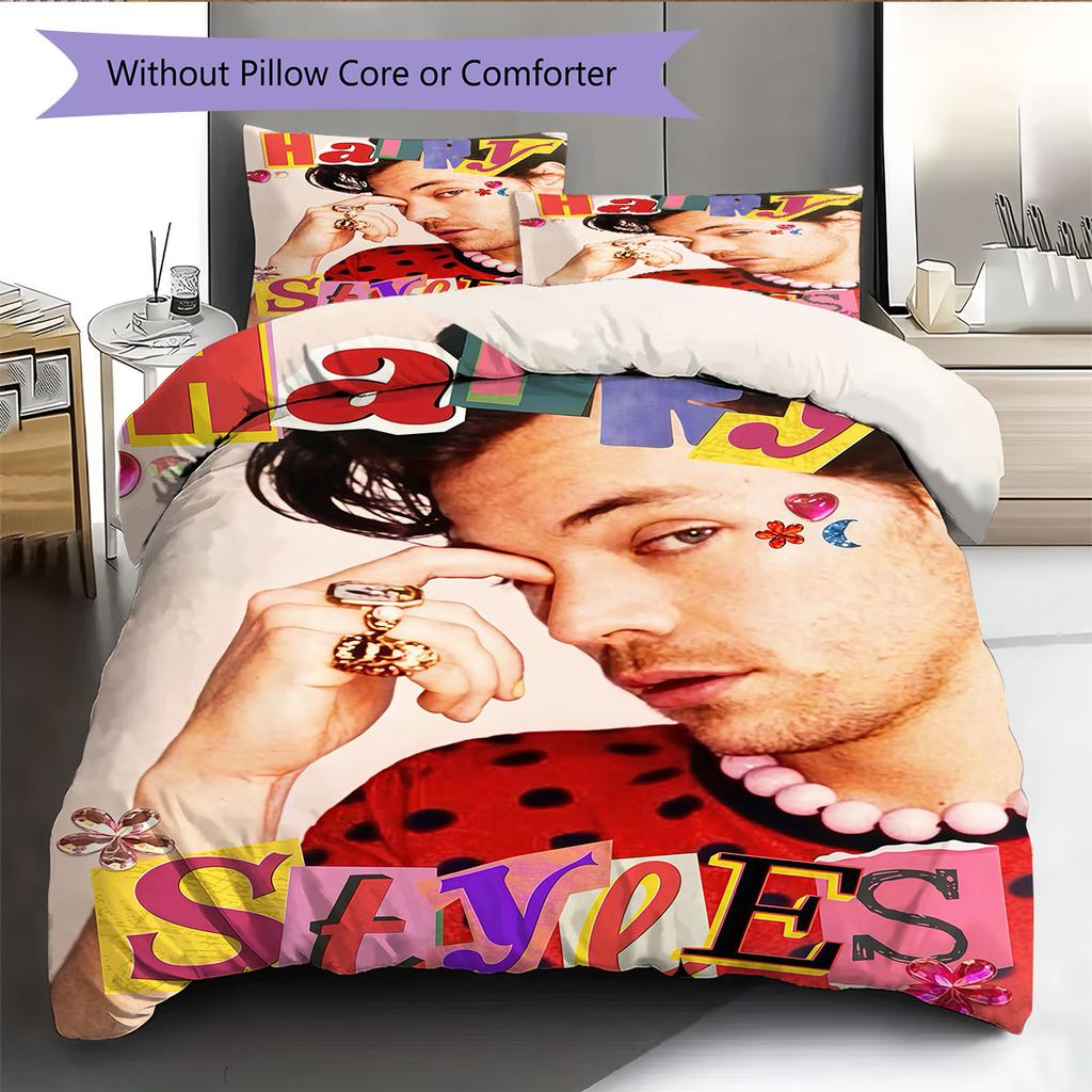 Harry Styles Bedding Quilt Set Quilt Cover Pillowcase Home Decoration Birthday Gift (1 * duvet cover + 2 * pillowcase, without core)