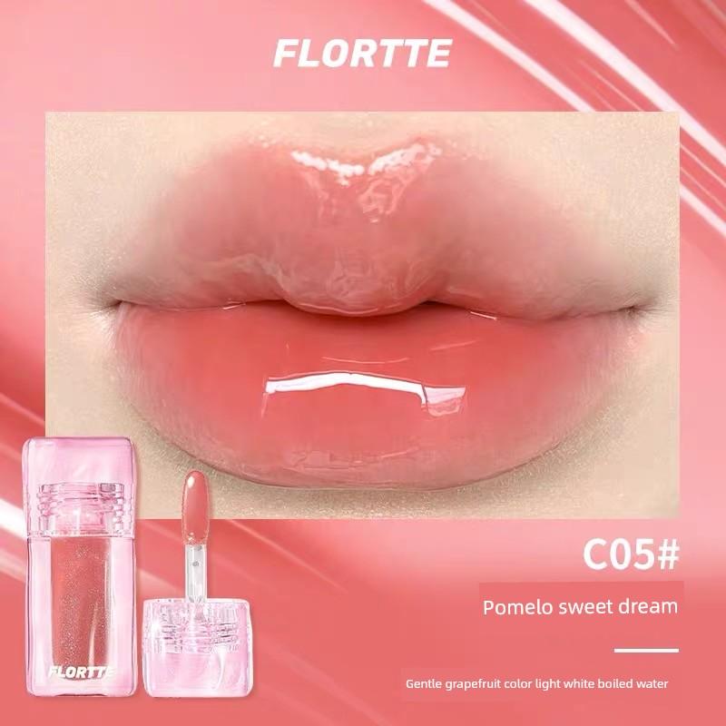 Flortte Flowerloria Jingyi Glazed Series Dudu Lip Gloss Mirror Water Gloss Lip Oil Non-Staining Lip Oil C03