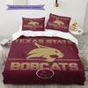Постельное белье с узором Texas State Bobcats Комплект Пододеяльник Наволочка Домашний Декор Подарок (1 пододеяльник + 2 наволочки, без наполнителя)