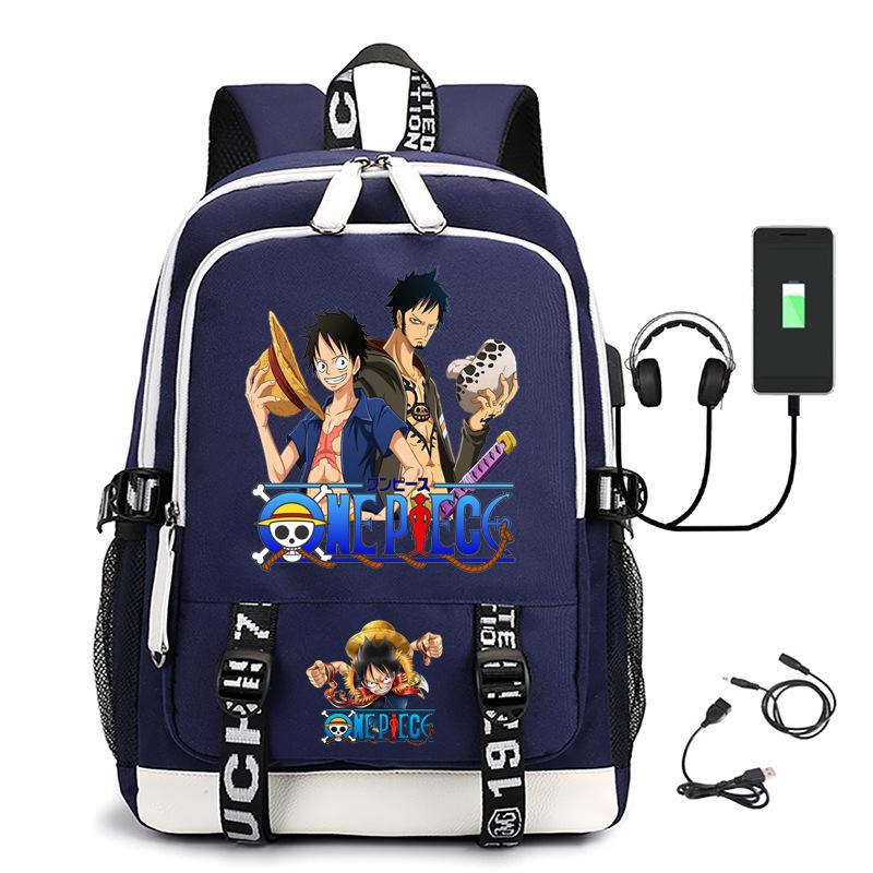 Хит продаж Рюкзак ONE PIECE Луффи с USB-зарядкой, большая вместимость