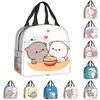 Peach and Goma Mochi Cat Eating Ramen Thermal Insulated Lunch Bags Women Resuable Lunch Container Outdoor Storage Food Bento Box