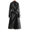 Black Women Handmade Soft Trench Coat Lambskin Leather Casual Stylish Formal