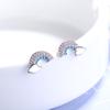 925 Sterling Silver Simple Cute Rainbow Clouds Stud Earrings With Colored Zircon For Girl Birthday Gift Dropshipping S -E920