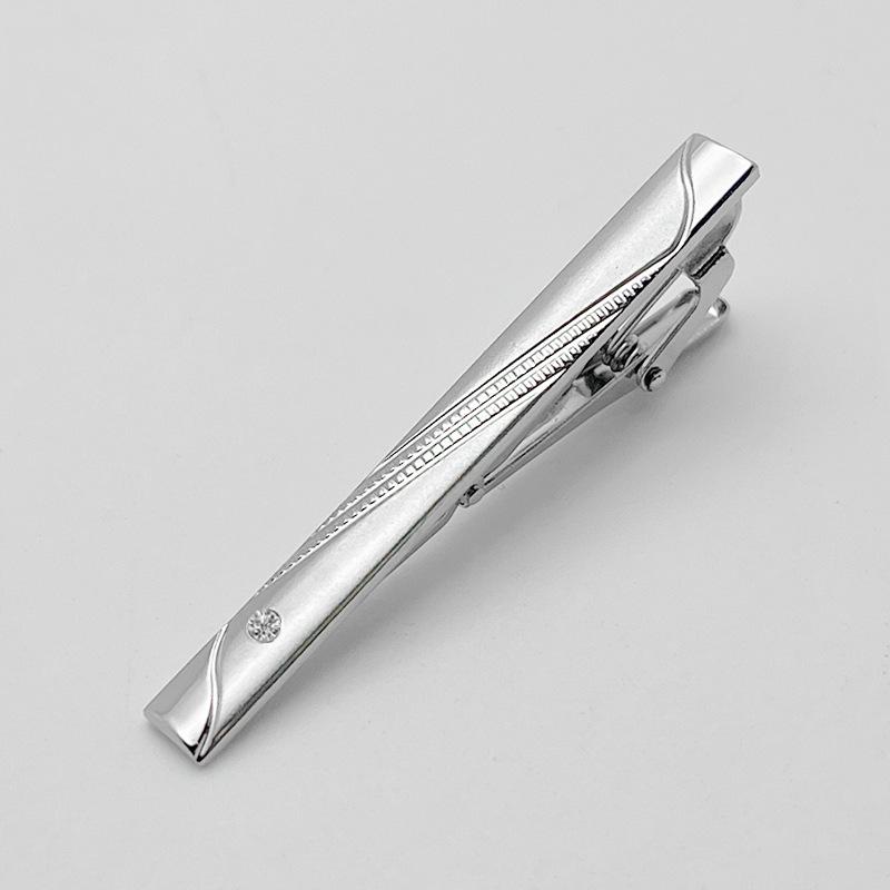 Men's Silver Formal Tie Clip with Laser Engraved Logo - Professional Business Accessory