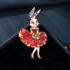 Эмалированная брошь Сверкающие стразы Вставка Дизайн танцующего кролика Булавка Сказочные украшения Костюмы Свитеры Пальто Аксессуары