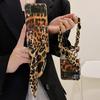 Sexy Leopard Print Hard Pc Phone Case For Samsung Galaxy Z Flip 3 5g Back Cover With Portable Silk Scarf Hand Chain