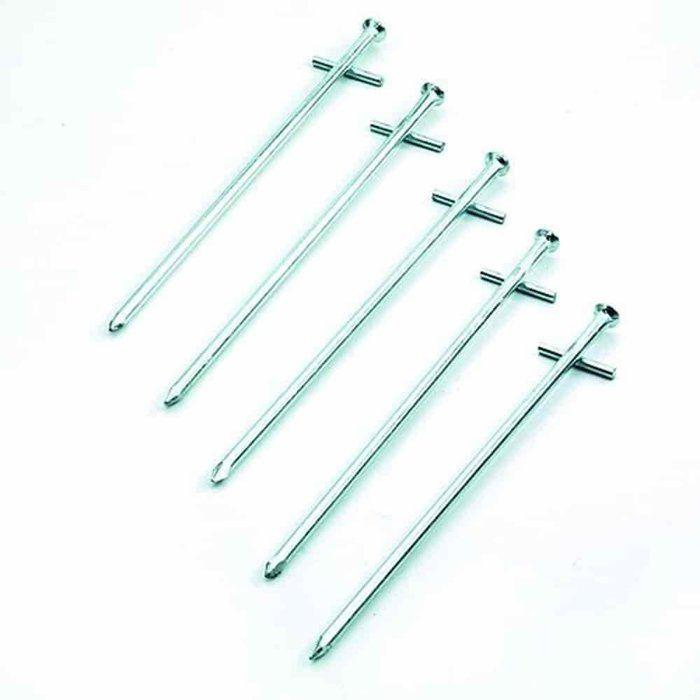 Set of 5 Tent Pegs for Rocky Ground, 23cm, Galvanized Steel
