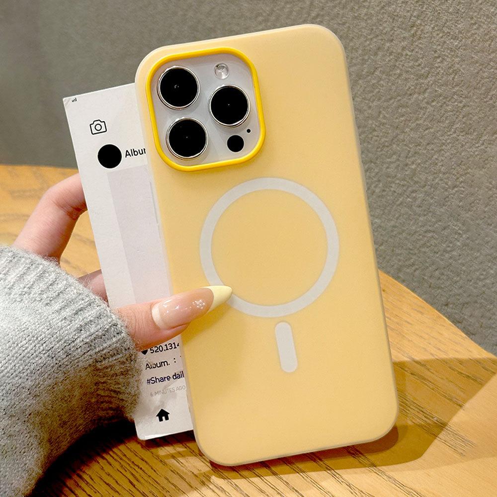 Конфетный цвет Два в одном Магнитная адсорбция Подходит для чехла для мобильного телефона Apple 16 Защитный чехол для iPhone 15 Модный стиль Ins Чистый цвет