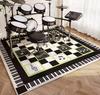 Modern Living Room Rug Fashion Luxury Drum Abstract Music Symbol Black White Plaid Large Area Bedroom Decor Rugs Home Decor