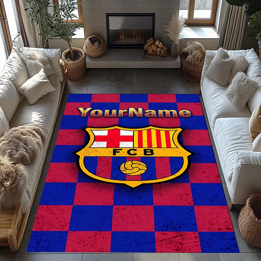 Fc Barcelona Customizable Name Floor Mat Suitable for Balcony Bedrooms Decorate room Hallway Anti-slip Rug Decorate Offices Spiritual Gift
