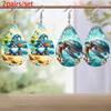 Summer Beach Dwarf/Big Turtle Pattern PU Faux Leather Earrings Trendy Female Earrings Vacation Casual Earrings Classic Water Drop Earrings