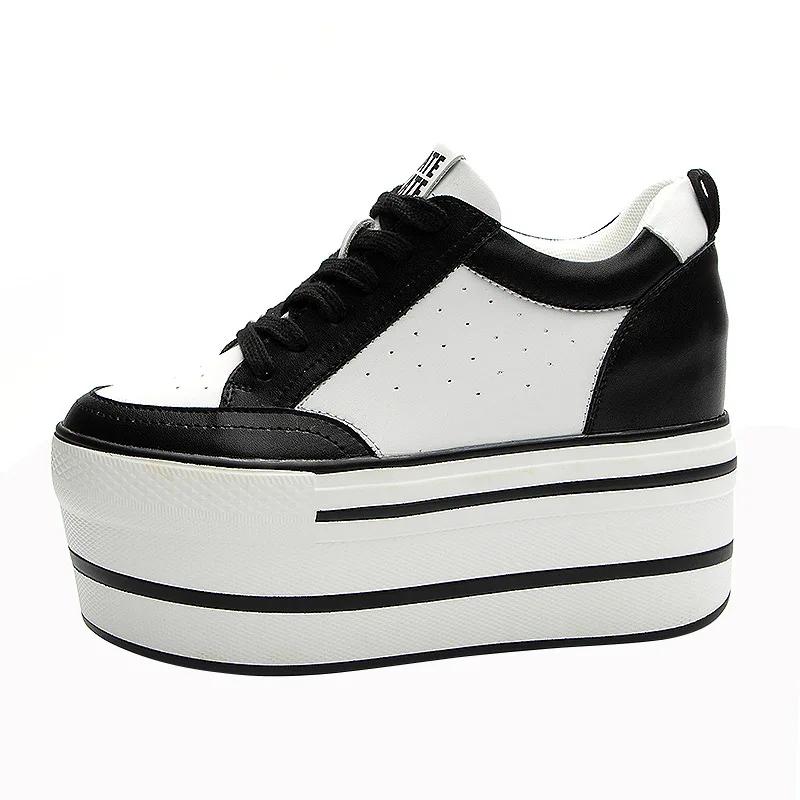 Модные 11 см Ботильоны из натуральной кожи Высокий бренд Весенние балетки Модная платформа Скрытая танкетка Женские ботильоны Осенняя обувь