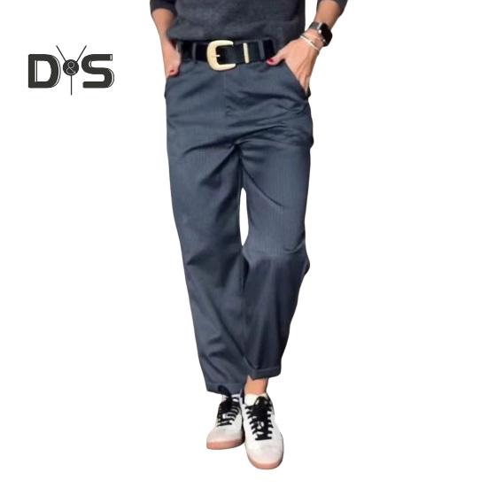 Женские повседневные брюки с высокой талией, однотонные свободные брюки с карманами, универсальный стиль, костюмные брюки