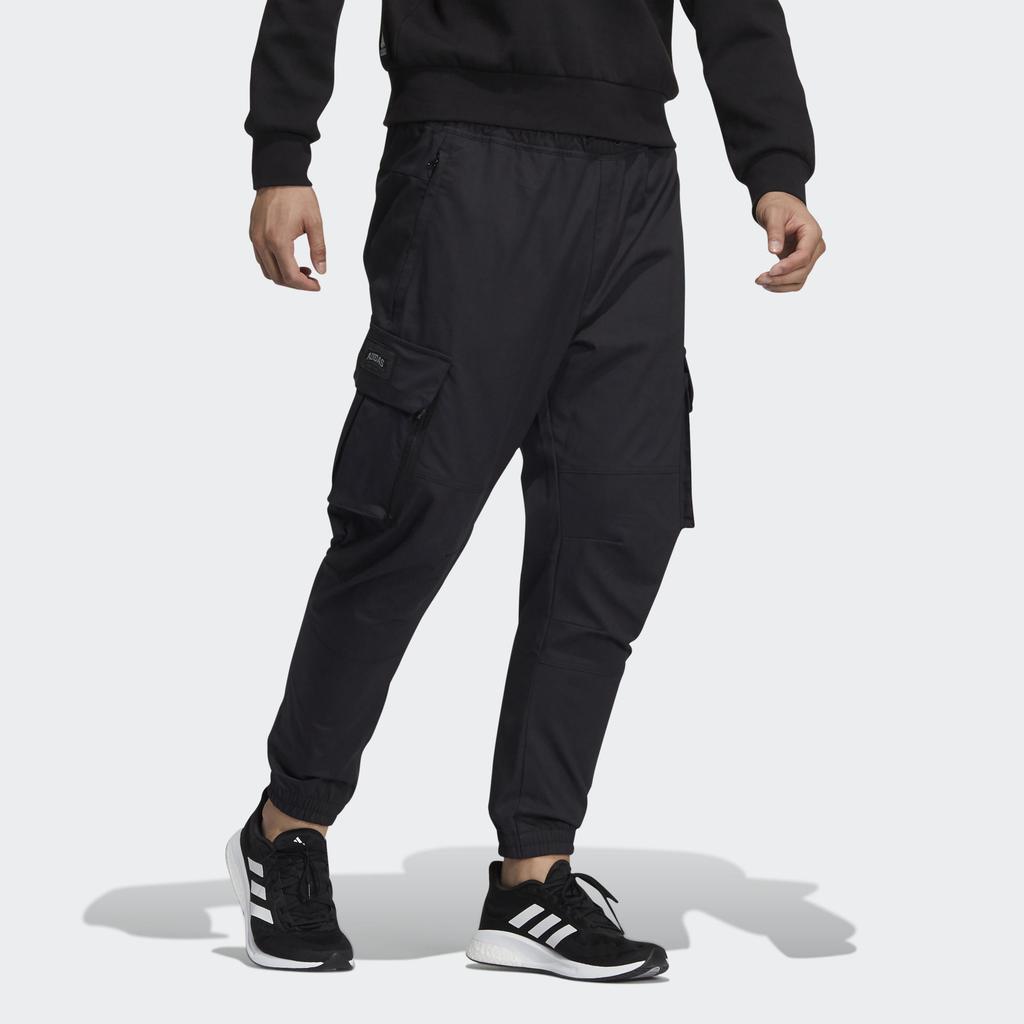 Adidas Мужские однотонные комфортные спортивные брюки для бега, черные HE7460