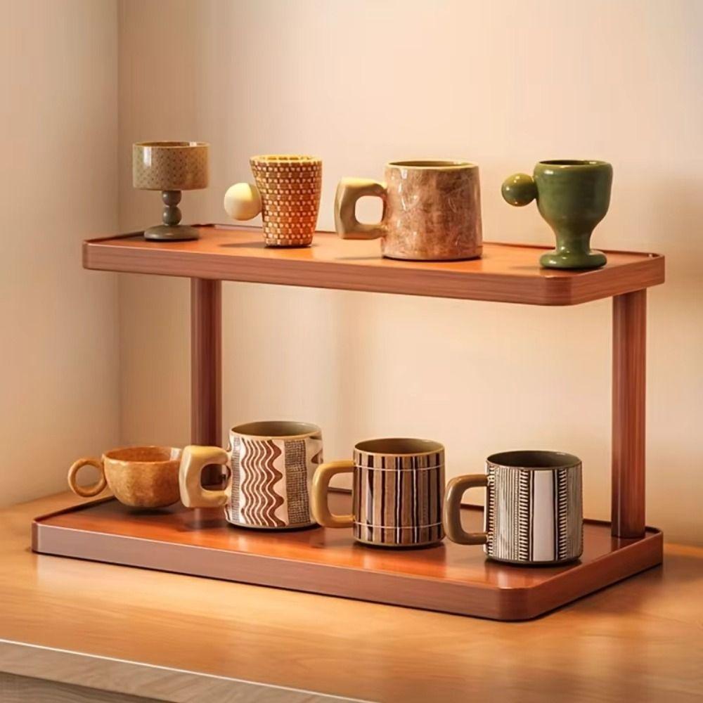 2-Tier Design Countertop Organizer Shelf Freestanding Tabletop Cup Holder  Bathroom