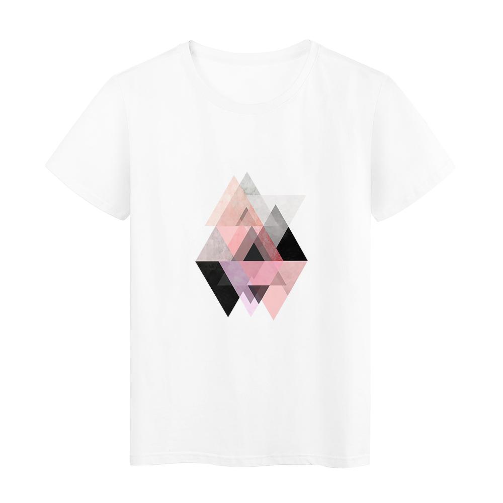Aesthetic Geometry Graphic Harajuku Tshirts Fashion Simplicity Art Women T Shirt Casual Round Neck T Shirts