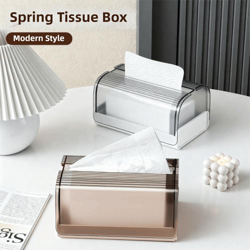 Spring Support Napkin Holder Luxury Design Paper Box Portable Clear Tissue Box  Office