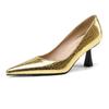 FOREADA Женские туфли-лодочки на шпильке с острым носком для вечеринки, лаконичные, весенне-осенние, черные, золотистые, 33-46