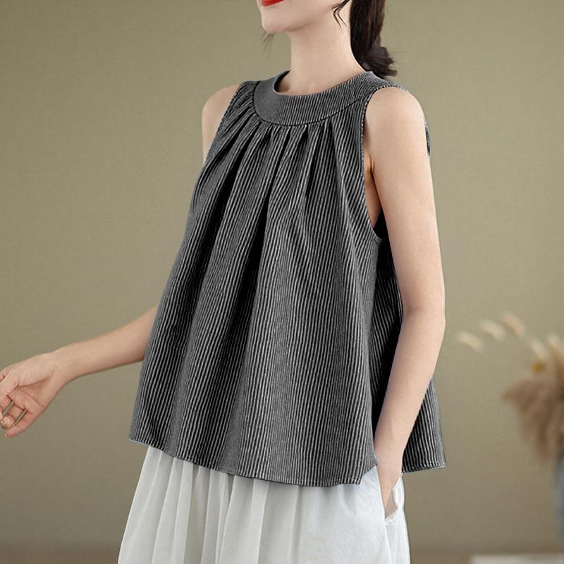 ZANZEA Женские повседневные летние майки без рукавов в полоску с круглым вырезом