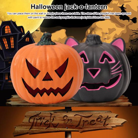 Хэллоуин Тыква Фонарь Светящаяся Тыква Украшение со Жутковатым Изогнутым Лицом для Вечеринки на Хэллоуин Внутренний Наружный Декор