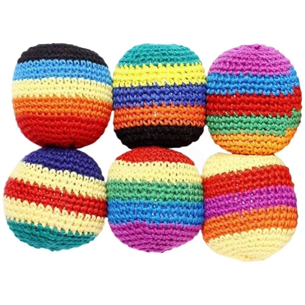 1/3/6/12Pcs Multicolored Foot Bag Crochet Balls Geometric Pattern Crochet Kick Sack Outdoor Toy