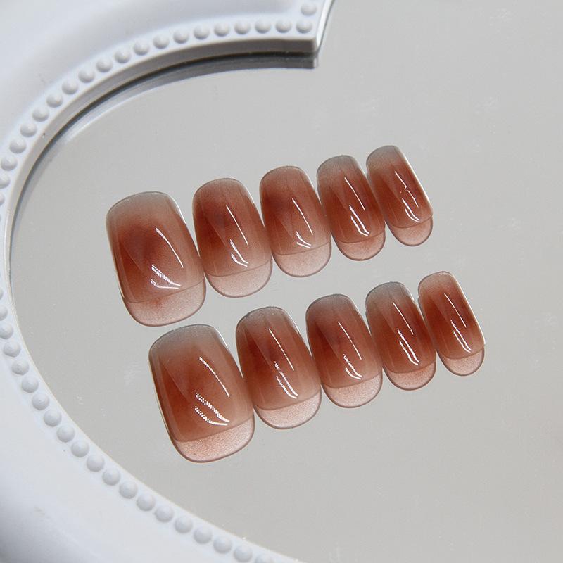 24 шт., маленькие короткие ногти в форме буквы Т, съемные ногти, ногти Майяра, ногти с постепенным изменением и размазыванием, накладные ногти