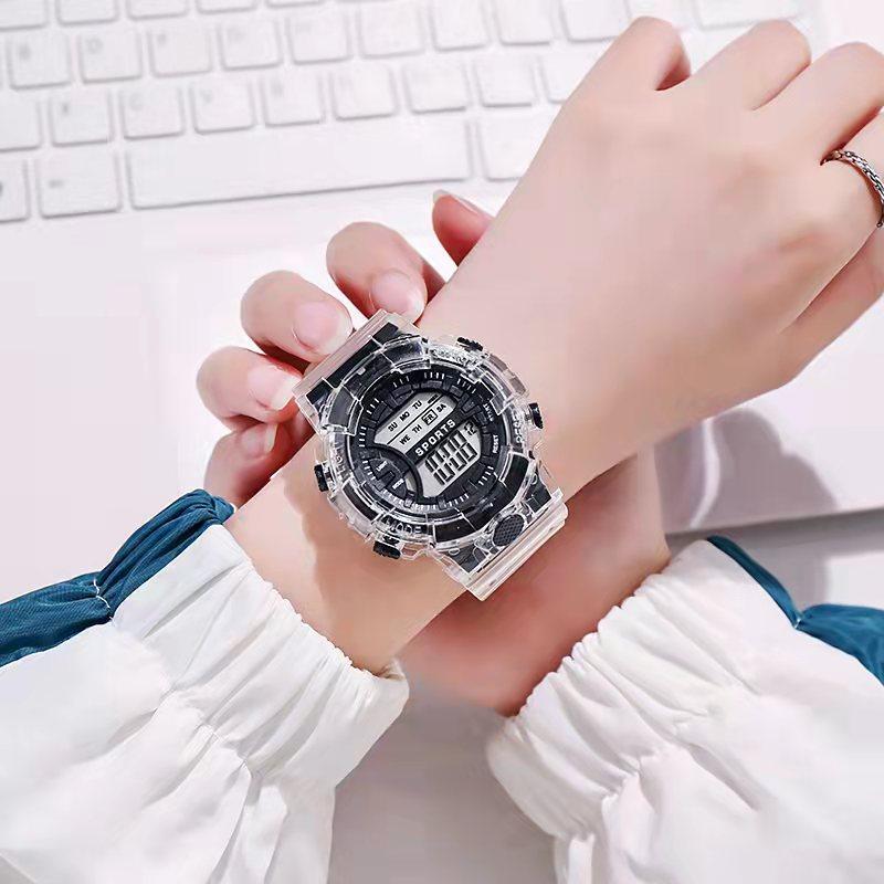 Квадратные новые высококачественные мужские электронные цифровые популярные наручные часы унисекс, прозрачные часы, модные женские спортивные часы, уникальные