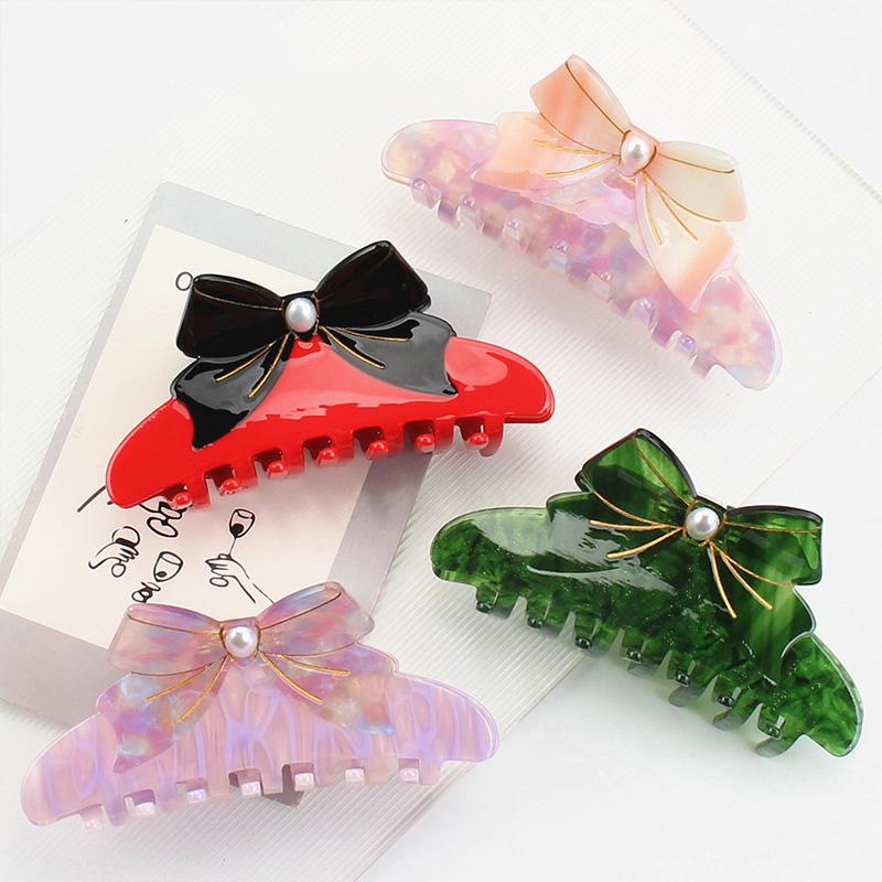 1pc Sweet Bow Clip, Vinegar Splicing Temperament Hair Clip, Large New Style Hair Clip, Hair Grab Headband, Shark Clip