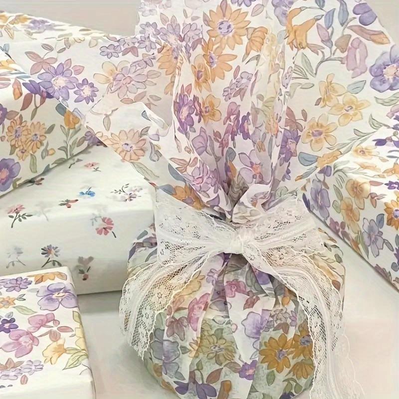 10 Purple Flower and Greenery Pattern Tissue 20 X 27.5 Inches - Perfect for Gift Wrapping Party Gifts Birthday Weddings