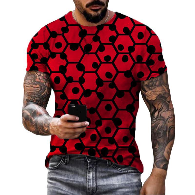 Мужская футболка с геометрическим 3d принтом капель воды, новая летняя мода, свободная рубашка с круглым вырезом и короткими рукавами, повседневная мужская футболка